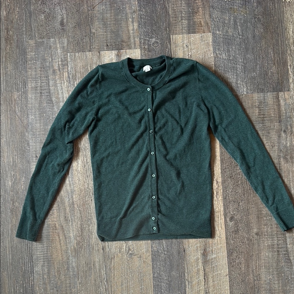 A New Day Dark Green Button-Up Cardigan cotton women’s medium